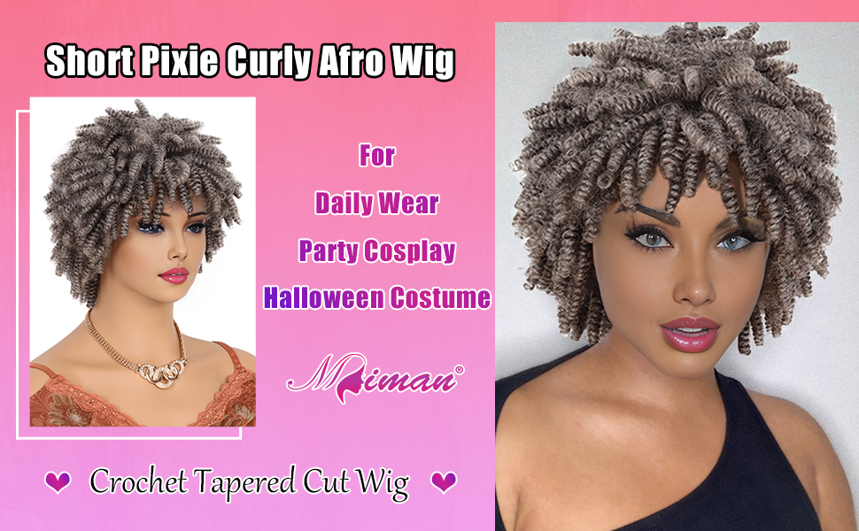 Short Grey Kinky Curly Wig