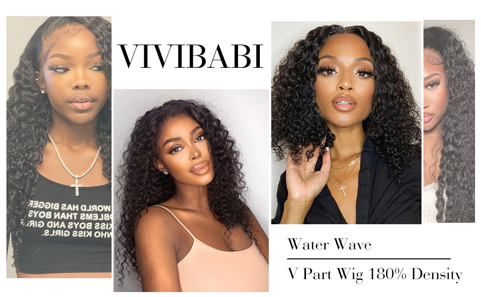 V part Water wave human hair wigs for women no leave out glueless human hair wigs