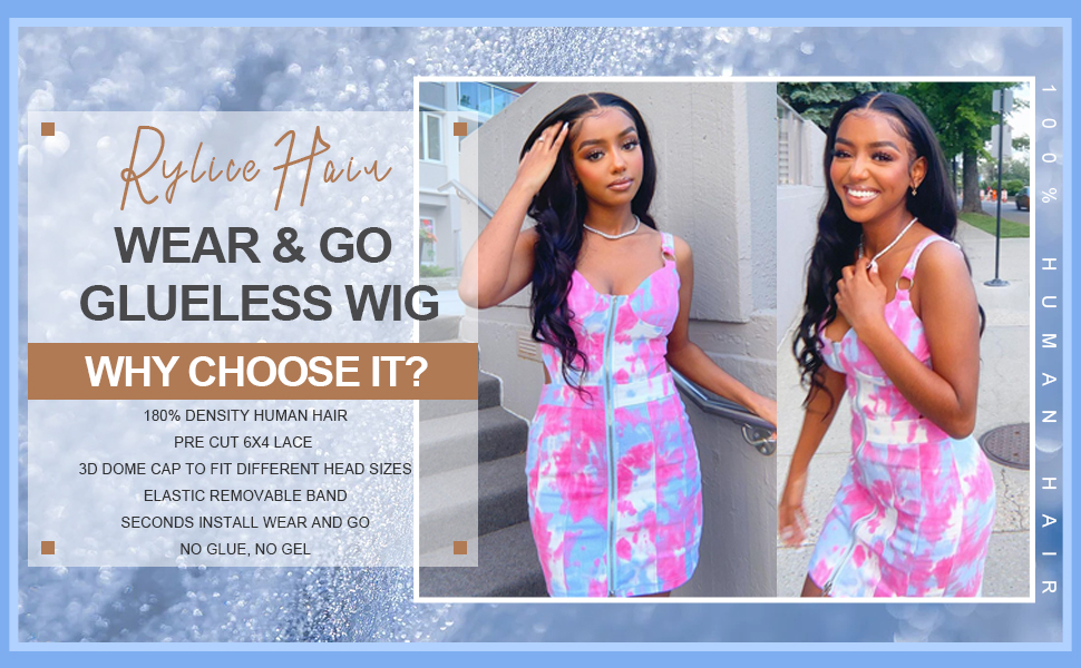 Glueless Wigs Human Hair Pre Plucked Upgraded No Glue 6x4 Closure Wigs Human Hair for Beginners 