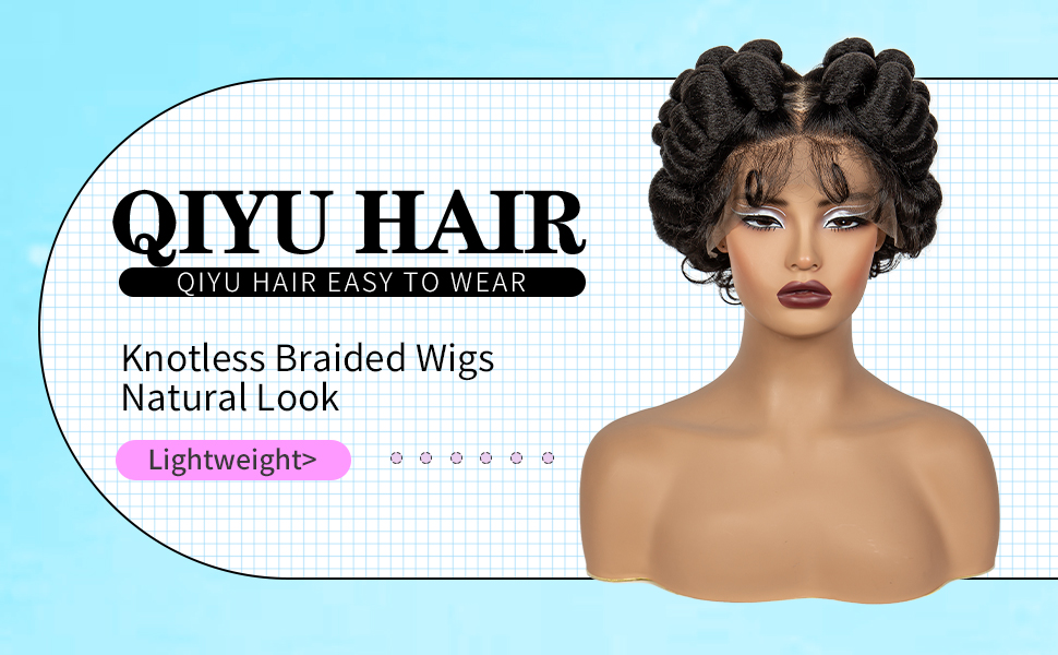Full Lace Braided Wigs Short Cute Handmade Bantu Synthetic Braided Lace Wigs with Baby Hair