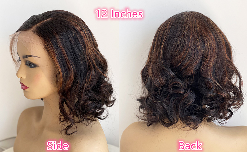 1b 30 short wavy human hair wig