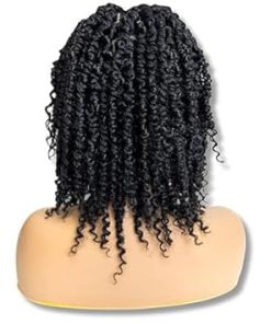 Wig store-Curly-PIB 12” Single Full Lace Wig Spring Twist Square Parted Knotless Braided Wigs for Black Women Synthetic Lace with Natural Baby Hair (#1B27 Off Black and Light Brown- 12″ Small-Medium)