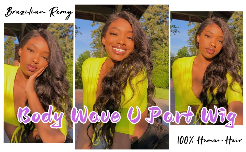 Body wave u part wig human hair