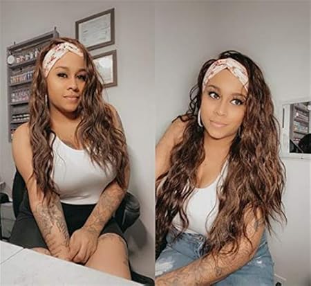 Wig store-Wavy-SAPPHIREWIGS Headband Wig Loose Body Wavy Glueless Synthetic Hair Wigs for Black Women Wave None Lace Front Wigs Mix Brown Color Headband Wigs 150% Density 26inches 2 Wig store-Wavy-SAPPHIREWIGS Headband Wig Loose Body Wavy Glueless Synthetic Hair Wigs for Black Women Wave None Lace Front Wigs Mix Brown Color Headband Wigs 150% Density 26inches - Image 2