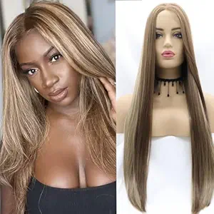 Wig store-Straight-xiweiy Blonde Lace Front Wig Long Straight Highlight Brown Blonde Synthetic 13×3 Lace Front Brown Wig Glueless Wigs Natural Brown Haslf Hand Tied Hair Replacement for women- drag queen wig 24inches Wig store-Straight-xiweiy Blonde Lace Front Wig Long Straight Highlight Brown Blonde Synthetic 13x3 Lace Front Brown Wig Glueless Wigs Natural Brown Haslf Hand Tied Hair Replacement for women- drag queen wig 24inches