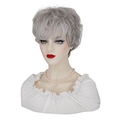 Wig store-Curly-KEAT Short Grey Wig for White Women Silver Grey Curly Hair Wig with Bangs Lady Costume Wig Heat Resistant Synthetic Wigs Cosplay Daily Party Wig with Wig Cap K026 3 Wig store-Curly-KEAT Short Grey Wig for White Women Silver Grey Curly Hair Wig with Bangs Lady Costume Wig Heat Resistant Synthetic Wigs Cosplay Daily Party Wig with Wig Cap K026 - Image 3