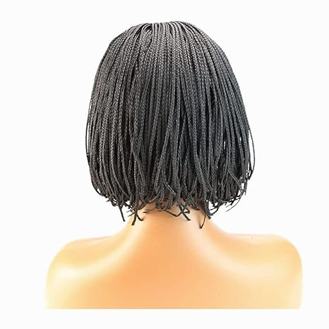 Wig store-Straight-Headband Braided Wigs for Black Women Heat Resistant Fiber Soft Synthetic Short Bob Box Braided Wig with Bangs African American Braided Wigs (10 inches- Headband wig) 3 Wig store-Straight-Headband Braided Wigs for Black Women Heat Resistant Fiber Soft Synthetic Short Bob Box Braided Wig with Bangs African American Braided Wigs (10 inches- Headband wig) - Image 3