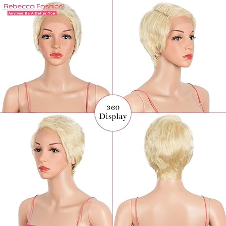 Wig store-Straight-Rebecca Fashion 613 Blonde Short Pixie Cut Lace Front Wigs Human Hair Side Part Wigs For Black Women 3 Wig store-Straight-Rebecca Fashion 613 Blonde Short Pixie Cut Lace Front Wigs Human Hair Side Part Wigs For Black Women - Image 3