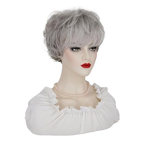Wig store-Curly-KEAT Short Grey Wig for White Women Silver Grey Curly Hair Wig with Bangs Lady Costume Wig Heat Resistant Synthetic Wigs Cosplay Daily Party Wig with Wig Cap K026 2 Wig store-Curly-KEAT Short Grey Wig for White Women Silver Grey Curly Hair Wig with Bangs Lady Costume Wig Heat Resistant Synthetic Wigs Cosplay Daily Party Wig with Wig Cap K026 - Image 2