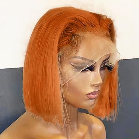 Wig store-Ginger Bob Wig-250% Density Ginger Bob Lace Front Wig Human Hair 13×4 Orange HD Lace Closure Human Hair Wig Pre Plucked with Baby Hair Short Ginger Straight Bob Colored Wig for Women 12 Inch Wig store-Ginger Bob Wig-250% Density Ginger Bob Lace Front Wig Human Hair 13x4 Orange HD Lace Closure Human Hair Wig Pre Plucked with Baby Hair Short Ginger Straight Bob Colored Wig for Women 12 Inch