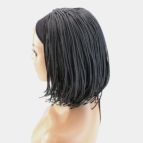 Wig store-Straight-Headband Braided Wigs for Black Women Heat Resistant Fiber Soft Synthetic Short Bob Box Braided Wig with Bangs African American Braided Wigs (10 inches- Headband wig) 2 Wig store-Straight-Headband Braided Wigs for Black Women Heat Resistant Fiber Soft Synthetic Short Bob Box Braided Wig with Bangs African American Braided Wigs (10 inches- Headband wig) - Image 2