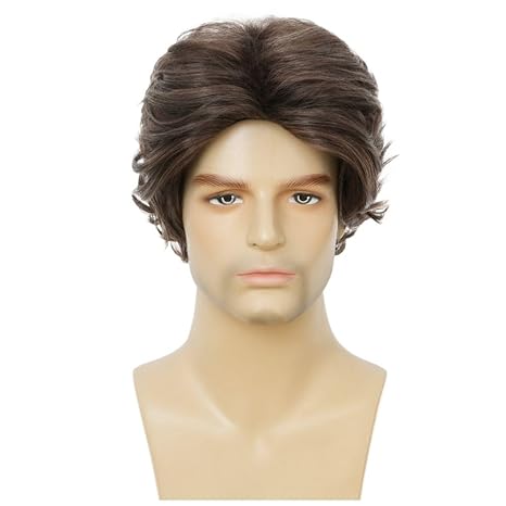 Wig store-Wavy-Mens Short Brown Wig Mix Blonde Synthetic Reality Hair Wigs Daily Replacement Wig 2 Wig store-Wavy-Mens Short Brown Wig Mix Blonde Synthetic Reality Hair Wigs Daily Replacement Wig - Image 2