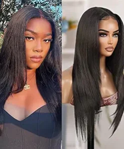 Wig store-Straight-Straight Lace Front Wig Layered 26 Inch Long Waist Length Middle Center Part Wig for Black Women Heat Resistant Synthetic Wigs DPL001 (26 Inch- 2-Dark Brown)