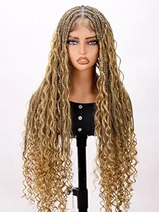 Wig store-braided wigs-Boho Braided Wigs for black women- Knotless Box Braids Wig Ombre Black to Honey Brown Bohemian Braid Wig Wig store-braided wigs-Boho Braided Wigs for black women- Knotless Box Braids Wig Ombre Black to Honey Brown Bohemian Braid Wig