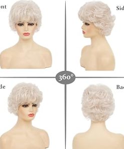 Wig store-Curly-Swiking Short Curly Silver Wigs for White Women Heat Resistant Natural Synthetic Hair Old Ladies Daily Cosplay Full Wigs with Wig Cap 2