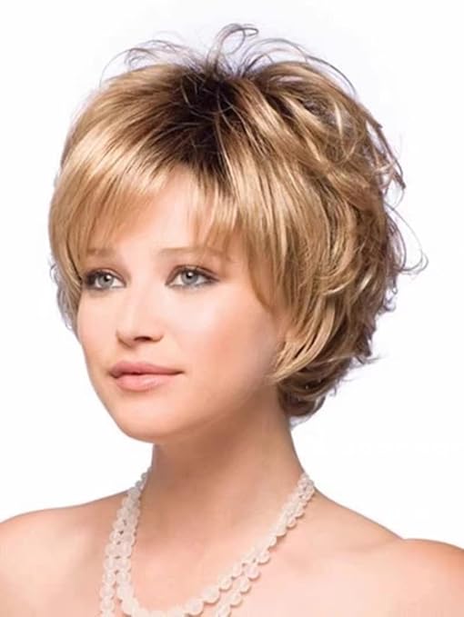 Wig store-Dry-Short Hair Wigs with Bangs Pixie Cut Wig for Women Dark Root Ombre Brown Short Layered Synthetic Hair Wigs Natural Hair Replacement Wigs (R4/27A) 3 Wig store-Dry-Short Hair Wigs with Bangs Pixie Cut Wig for Women Dark Root Ombre Brown Short Layered Synthetic Hair Wigs Natural Hair Replacement Wigs (R4/27A) - Image 3