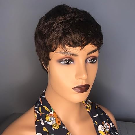 Wig store-Straight-Pixie Cut Wig Human Hair for Black Women Short Brown Human Hair Wigs Glueless Short Pixie Wig Boy Cut 4# Color 4 inch 2 Wig store-Straight-Pixie Cut Wig Human Hair for Black Women Short Brown Human Hair Wigs Glueless Short Pixie Wig Boy Cut 4# Color 4 inch - Image 2