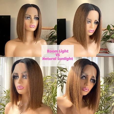 Wig store-Straight-1B/30 Ombre Brown Lace Front Wigs Human Hair 12 Inch Pre Plucked Colored Bob Wig 13x4x1 Middle Part Human Hair Wig For Black Women 3 Wig store-Straight-1B/30 Ombre Brown Lace Front Wigs Human Hair 12 Inch Pre Plucked Colored Bob Wig 13x4x1 Middle Part Human Hair Wig For Black Women - Image 3