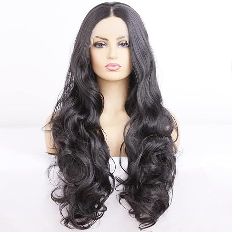 Wig store-Wavy-Long Wavy Black Lace Front Wig Synthetic Heated 13X4 Lace for Daily Cosplay Party Replacement Wig 26IN Wig store-Wavy-Long Wavy Black Lace Front Wig Synthetic Heated 13X4 Lace for Daily Cosplay Party Replacement Wig 26IN