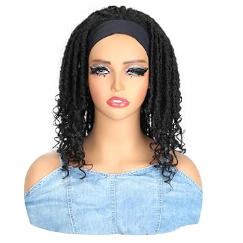 Wig store-faux locs-Dreadlock Braided Wigs with Headband Wear and Go Glueless Wig 14 Inch Black Faux Locs Bob Wig Synthetic Goddess Braids Crochet Hair Wig with Curly Ends Braided Wigs for Black Women (1B Black Color) 2 Wig store-faux locs-Dreadlock Braided Wigs with Headband Wear and Go Glueless Wig 14 Inch Black Faux Locs Bob Wig Synthetic Goddess Braids Crochet Hair Wig with Curly Ends Braided Wigs for Black Women (1B Black Color) - Image 2