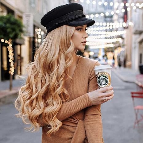 Wig store-Long Wavy-Blonde Lace Front Wig Dark Rooted Wave Synthetic Wigs for Women Cosplay Party Drag Queen Wig store-Long Wavy-Blonde Lace Front Wig Dark Rooted Wave Synthetic Wigs for Women Cosplay Party Drag Queen