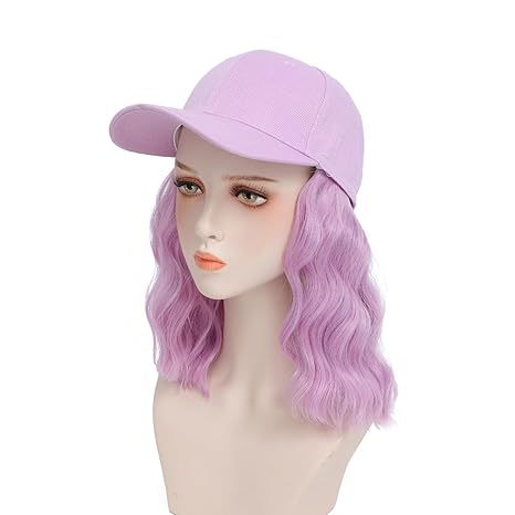 Wig store-Wavy-Synthetic Wig Hat with Natural Wave hair Extensions attached for woman Baseball cap wig purple curly wavy Hairstyle Adjustable purple Hat Wig (Purple- 14inch) 2 Wig store-Wavy-Synthetic Wig Hat with Natural Wave hair Extensions attached for woman Baseball cap wig purple curly wavy Hairstyle Adjustable purple Hat Wig (Purple- 14inch) - Image 2