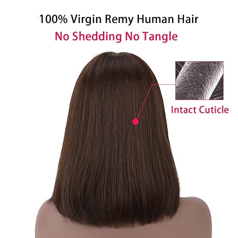 Wig store-Straight-SUYYA Straight Bob Wig Human Hair with Bangs 100% Virgin Human Hair Wigs 10 inches Dark Brown Short Bob Wigs for Women(10 inch #2 Dark Brown) 3 Wig store-Straight-SUYYA Straight Bob Wig Human Hair with Bangs 100% Virgin Human Hair Wigs 10 inches Dark Brown Short Bob Wigs for Women(10 inch #2 Dark Brown) - Image 3