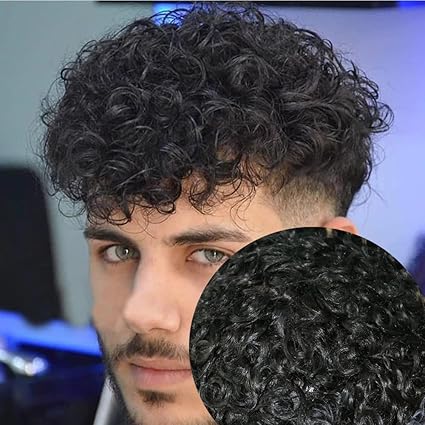 Wig store-Curly-20MM Curly Toupee Durable Full PU Thin Skin Men’s Wig Human Hair Men Capillary Prosthesis Comfortable Replacement System Pieces (8 * 10- 1(jet black)) 2 Wig store-Curly-20MM Curly Toupee Durable Full PU Thin Skin Men's Wig Human Hair Men Capillary Prosthesis Comfortable Replacement System Pieces (8 * 10- 1(jet black)) - Image 2