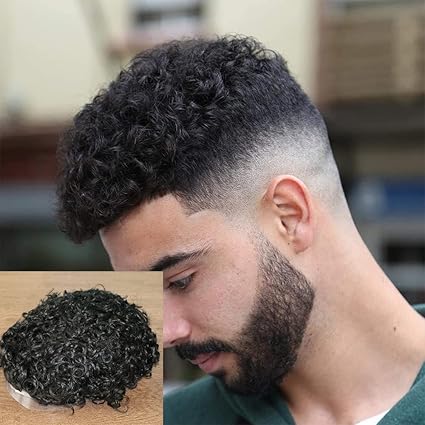 Wig store-Curly-20MM Curly Toupee Durable Full PU Thin Skin Men’s Wig Human Hair Men Capillary Prosthesis Comfortable Replacement System Pieces (8 * 10- 1(jet black)) 3 Wig store-Curly-20MM Curly Toupee Durable Full PU Thin Skin Men's Wig Human Hair Men Capillary Prosthesis Comfortable Replacement System Pieces (8 * 10- 1(jet black)) - Image 3