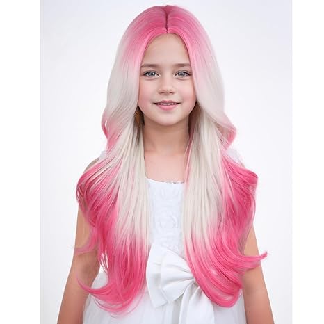 Wig store-Long Hair-MAGQOO Hot Pink Blonde Ombre Wig Girls Dark Pink White Ombre Wig Middle Part Two Tones Ombre Colorful Wig Halloween Cosplay Costume Party Wig Wig store-Long Hair-MAGQOO Hot Pink Blonde Ombre Wig Girls Dark Pink White Ombre Wig Middle Part Two Tones Ombre Colorful Wig Halloween Cosplay Costume Party Wig