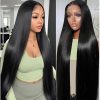 Wig store-Straight-Straight Lace Front Wig Layered 26 Inch Long Waist Length Middle Center Part Wig for Black Women Heat Resistant Synthetic Wigs DPL001 (26 Inch- 2-Dark Brown) 4