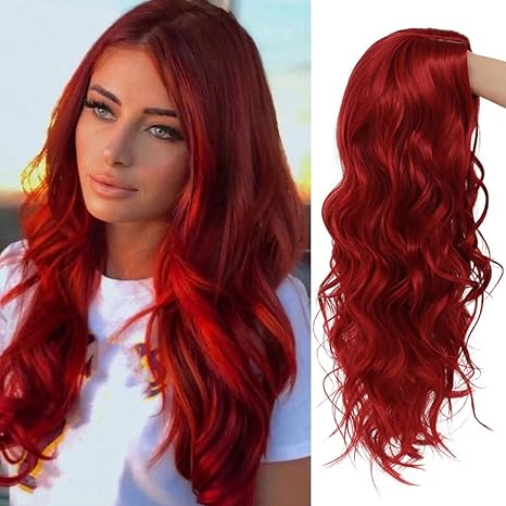 Wig store-Curly-Long Red Wavy Wigs for Women Curly Middle Parting Synthetic Hair Wig Natural Cosplay Halloween Costume Wigs Wig store-Curly-Long Red Wavy Wigs for Women Curly Middle Parting Synthetic Hair Wig Natural Cosplay Halloween Costume Wigs