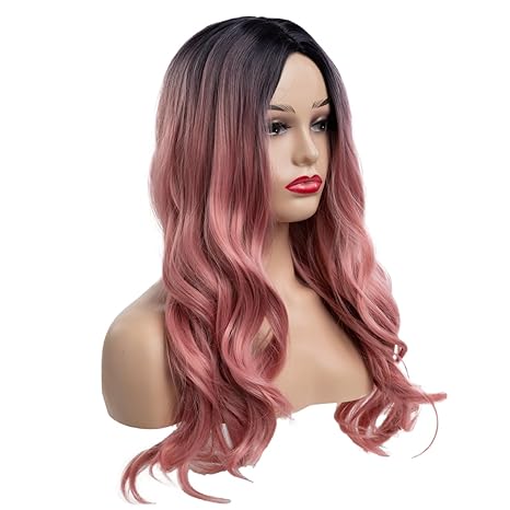 Wig store-Wavy-Long Curly Wavy Ombre Pink Wig for Women Synthetic Replacement Costume Halloween Natural Hair Wigs for Daily Use … 3 Wig store-Wavy-Long Curly Wavy Ombre Pink Wig for Women Synthetic Replacement Costume Halloween Natural Hair Wigs for Daily Use … - Image 3