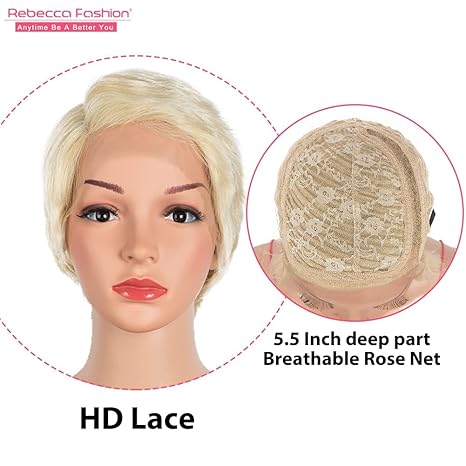 Wig store-Straight-Rebecca Fashion 613 Blonde Short Pixie Cut Lace Front Wigs Human Hair Side Part Wigs For Black Women 2 Wig store-Straight-Rebecca Fashion 613 Blonde Short Pixie Cut Lace Front Wigs Human Hair Side Part Wigs For Black Women - Image 2