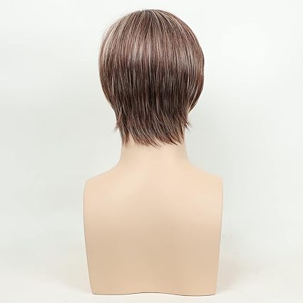 Wig store-Straight-Men’s Wig Slicked-back Side Part Short Brown Mix Blonde Layered Realistic Synthetic Fiber Wigs Daily Use Cosplay Costume Wig 3 Wig store-Straight-Men's Wig Slicked-back Side Part Short Brown Mix Blonde Layered Realistic Synthetic Fiber Wigs Daily Use Cosplay Costume Wig - Image 3
