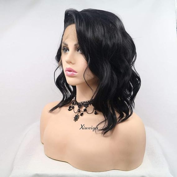 Wig store-Curly-Xiweiya Wigs 1b# Black Curly Bob Wig Black Hair Synthetic Lace Front Wigs Side Part Bob with Heat Resistant Fiber for Women Bob Makeup Hair Style Party Cosplay Wigs 14inch 3 Wig store-Curly-Xiweiya Wigs 1b# Black Curly Bob Wig Black Hair Synthetic Lace Front Wigs Side Part Bob with Heat Resistant Fiber for Women Bob Makeup Hair Style Party Cosplay Wigs 14inch - Image 3