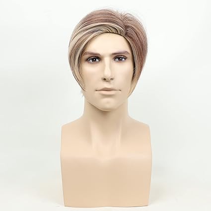 Wig store-Straight-Men’s Wig Slicked-back Side Part Short Brown Mix Blonde Layered Realistic Synthetic Fiber Wigs Daily Use Cosplay Costume Wig 2 Wig store-Straight-Men's Wig Slicked-back Side Part Short Brown Mix Blonde Layered Realistic Synthetic Fiber Wigs Daily Use Cosplay Costume Wig - Image 2