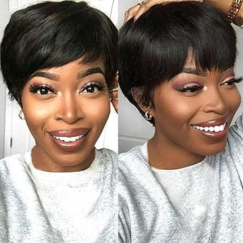 Wig store-Straight-Short Bob Wig Human Hair Pixie Cut wigs for Black Women Human Hair Wigs Short Layered None Lace Front Wigs Full Machine Made Wig Glueless Wig Natural Black Color (pixie cut wig- Black color) 3 Wig store-Straight-Short Bob Wig Human Hair Pixie Cut wigs for Black Women Human Hair Wigs Short Layered None Lace Front Wigs Full Machine Made Wig Glueless Wig Natural Black Color (pixie cut wig- Black color) - Image 3