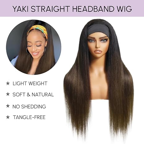 Wig store-Curly-YIROO Headband Wig Ombre Chestnut Brown Yaki Straight Headband Wig Human Hair 12A Brazilian Virgin Highlight With Dark Roots #T128 Color Glueless None Lace Yaki Wig 180% Density 22inch 3 Wig store-Curly-YIROO Headband Wig Ombre Chestnut Brown Yaki Straight Headband Wig Human Hair 12A Brazilian Virgin Highlight With Dark Roots #T128 Color Glueless None Lace Yaki Wig 180% Density 22inch - Image 3