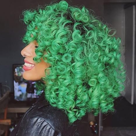 Wig store-Coily-andromeda Ombre Green Wigs for Black Women Soft Short Curly Wig with Bangs Synthetic Afro Loose Kinky Curly Wig St. Patrick’s Day Halloween Costumes Cosplay Wigs(Black to Green) Wig store-Coily-andromeda Ombre Green Wigs for Black Women Soft Short Curly Wig with Bangs Synthetic Afro Loose Kinky Curly Wig St. Patrick's Day Halloween Costumes Cosplay Wigs(Black to Green)