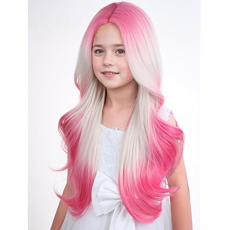 Wig store-Long Hair-MAGQOO Hot Pink Blonde Ombre Wig Girls Dark Pink White Ombre Wig Middle Part Two Tones Ombre Colorful Wig Halloween Cosplay Costume Party Wig 3 Wig store-Long Hair-MAGQOO Hot Pink Blonde Ombre Wig Girls Dark Pink White Ombre Wig Middle Part Two Tones Ombre Colorful Wig Halloween Cosplay Costume Party Wig - Image 3