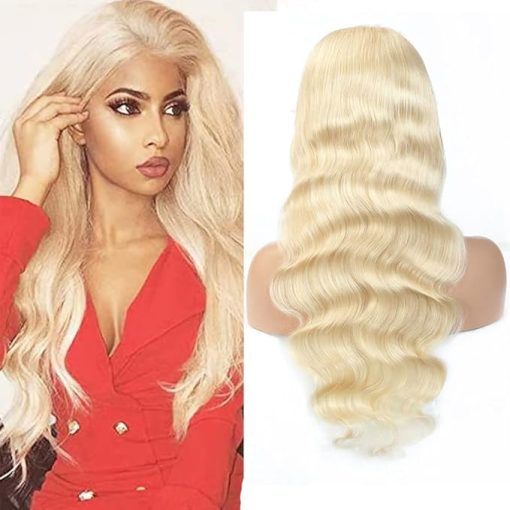 Wig store-Wavy-613 Body Wave Lace Closure Wigs Human Hair 4x4 Lace Front Wigs Blonde Wig with Baby Hair Glueless Lace Closure Wig for Women Brazilian Human Hair Wig 26 Inch