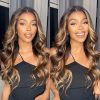 Wig store-lace front wig-13×6 Ombre Body Wave Lace Front Wigs Human Hair Pre Plucked With Baby Hair T1B/4/27 HD Transparent Frontal Wigs Human Hair Body Wave Glueless Wigs Human Hair Lace Front Wigs for Women 20 inch