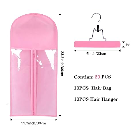 Wig store-Curly-10 PCS Hair Extension Storage Hair Extension Holder Wig Storage Bags Wig Storage for Multiple Wigs Bags Storage with Hanger Wig Organizer for Multiple Wigs Waterproof and Portable (PINK) 2 Wig store-Curly-10 PCS Hair Extension Storage Hair Extension Holder Wig Storage Bags Wig Storage for Multiple Wigs Bags Storage with Hanger Wig Organizer for Multiple Wigs Waterproof and Portable (PINK) - Image 2