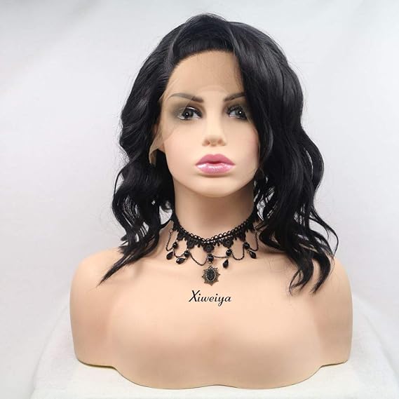 Wig store-Curly-Xiweiya Wigs 1b# Black Curly Bob Wig Black Hair Synthetic Lace Front Wigs Side Part Bob with Heat Resistant Fiber for Women Bob Makeup Hair Style Party Cosplay Wigs 14inch 2 Wig store-Curly-Xiweiya Wigs 1b# Black Curly Bob Wig Black Hair Synthetic Lace Front Wigs Side Part Bob with Heat Resistant Fiber for Women Bob Makeup Hair Style Party Cosplay Wigs 14inch - Image 2