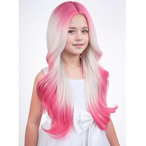 Wig store-Long Hair-MAGQOO Hot Pink Blonde Ombre Wig Girls Dark Pink White Ombre Wig Middle Part Two Tones Ombre Colorful Wig Halloween Cosplay Costume Party Wig 2 Wig store-Long Hair-MAGQOO Hot Pink Blonde Ombre Wig Girls Dark Pink White Ombre Wig Middle Part Two Tones Ombre Colorful Wig Halloween Cosplay Costume Party Wig - Image 2
