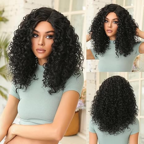 Wig store-Curly-Curly Wigs for Black Women bob Water Deep Wave Short Black Wig Pre Plucked Natural Like Synthetic Fiber Wigs for Daily and Party Use and Cosplay(black) Wig store-Curly-Curly Wigs for Black Women bob Water Deep Wave Short Black Wig Pre Plucked Natural Like Synthetic Fiber Wigs for Daily and Party Use and Cosplay(black)