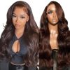 Wig store-Straight-13×6 HD Lace Front Wigs Human Hair Pre Plucked- Brown Balayage Human Hair Lace Frontal Wigs Natural Hairline with Baby Hair 20 Inch Straight Human Hair Wigs for Women Melted Hairline Lace Front Wigs 5