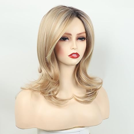 Wig store-Wavy-Fencca Ombre Blonde Highlight Long Natural Wavy Wig with Bangs Layered Synthetic Blonde Wigs for White Women 3 Wig store-Wavy-Fencca Ombre Blonde Highlight Long Natural Wavy Wig with Bangs Layered Synthetic Blonde Wigs for White Women - Image 3