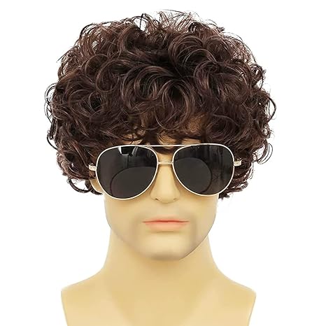 Wig store-Curly-Mens Afro Wig Curly Wigs for Black Wig Kinky Fancy Funny 70s 80s Costume Accessory Unisex Adult Black Hair with Halloween Party Cosplay (brown 1) 2 Wig store-Curly-Mens Afro Wig Curly Wigs for Black Wig Kinky Fancy Funny 70s 80s Costume Accessory Unisex Adult Black Hair with Halloween Party Cosplay (brown 1) - Image 2